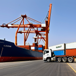 Modern Logistics in Yemen**

"A modern cargo ship unloading containers at the Port of Aden, Yemen, fully clothed dockworkers, appropriate attire, safe for work, modern cranes and shipping infrastructure, natural pose, perfect anatomy, clear sky, professional logistics photography, modest clothing."

**